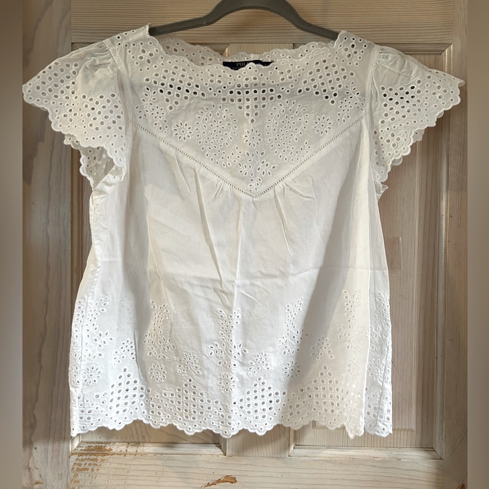 NWOT Polo by Ralph Lauren Short Sleeve Eyelet Top. Women’s Small